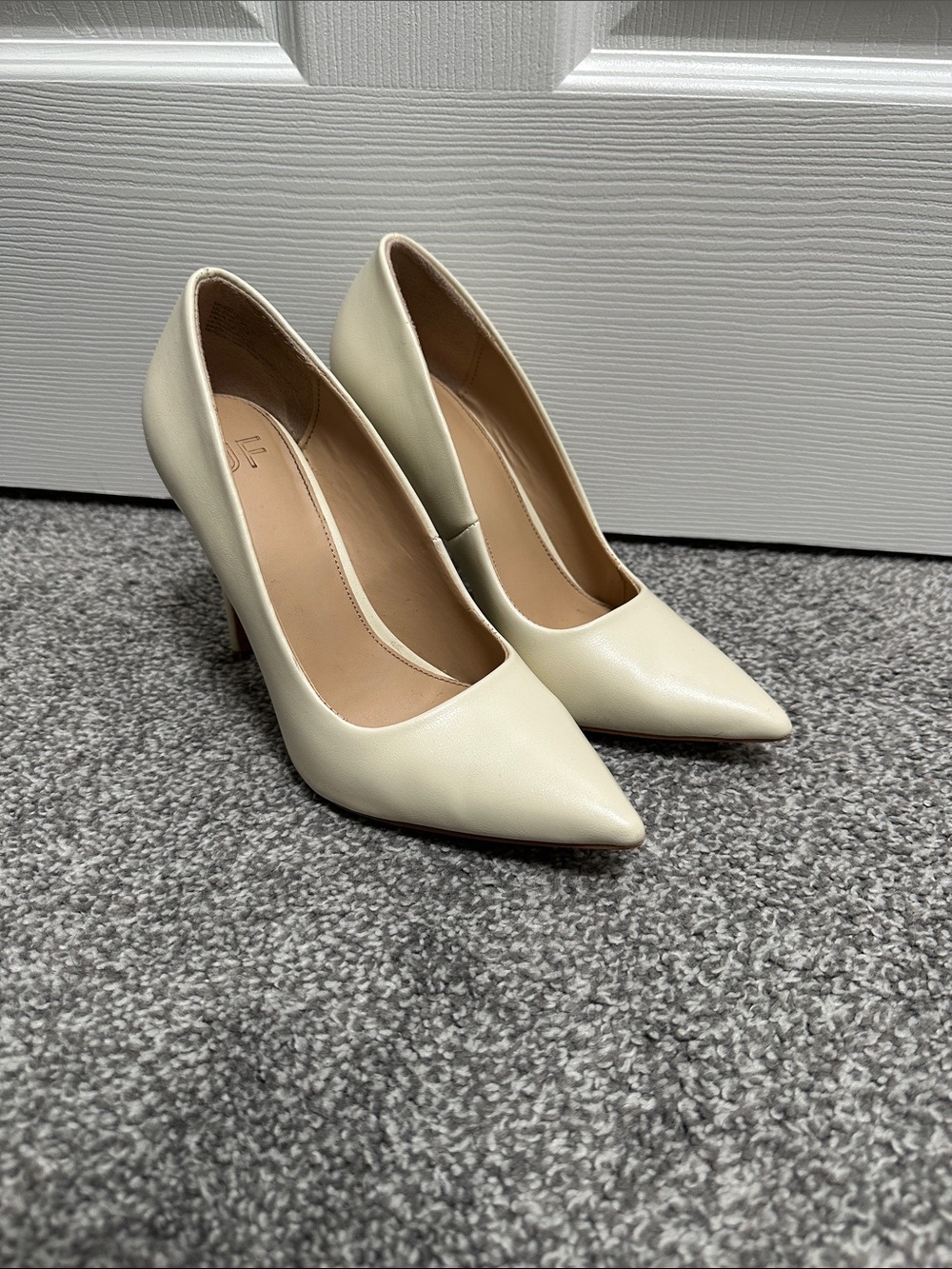 JustFab Pointed-Toe Pumps in Creamy Ivory